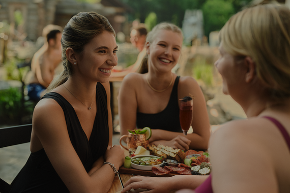 guests eating at the Biergarden